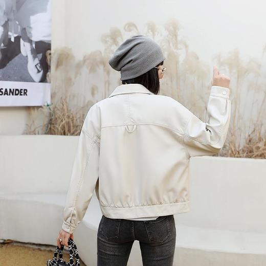 韩版短款皮衣外套女2023春季新款翻领皮夹克休闲水洗PU皮衣女 商品图3