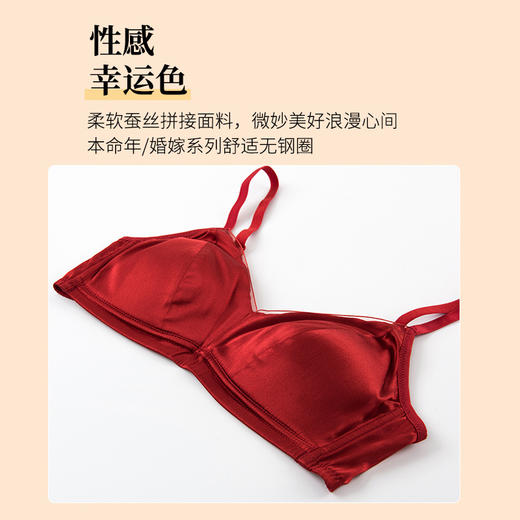 TG-TG02S203 本命年大红色真丝内衣套装女 薄款结婚新娘性感桑蚕丝文胸 商品图1
