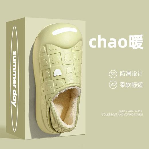 卡通防水棉拖鞋女款团购包跟室内家居保暖毛绒月子鞋冬外出包头拖 商品图0