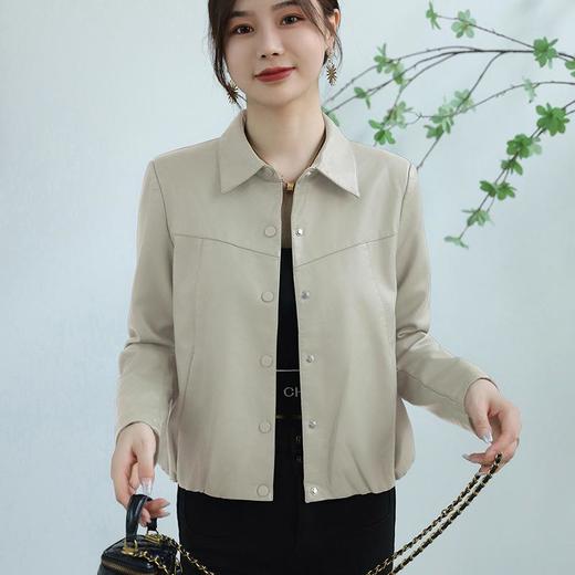 韩版短款皮衣外套女2023秋季新款翻领百搭水洗PU皮衣修身皮夹克女 商品图1