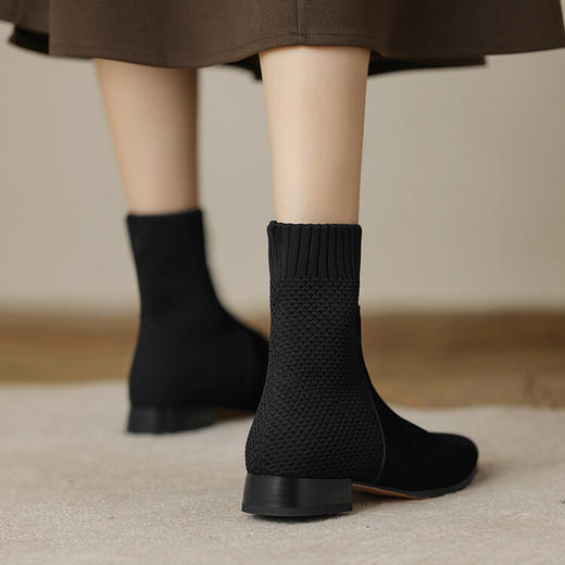 针织拼接显瘦靴，秋冬新款裸靴HBP-3807A 商品图4