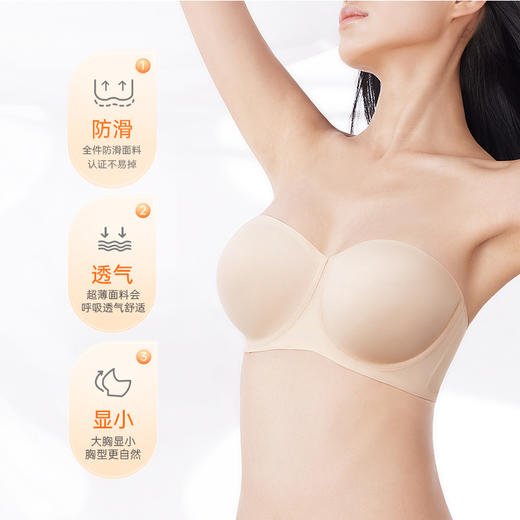 奶糖派防滑超薄无肩带2.0内衣大胸抹胸聚拢无痕美背可拆卸肩带 商品图1