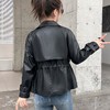 韩版短款皮衣外套女2023春秋新款西装领夹克修身水洗PU皮衣女 商品缩略图3