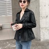 韩版短款皮衣外套女2023春秋新款西装领夹克修身水洗PU皮衣女 商品缩略图2