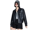 韩版短款皮衣外套女2023春秋新款宽松翻领皮包扣水洗PU皮衣女 商品缩略图4