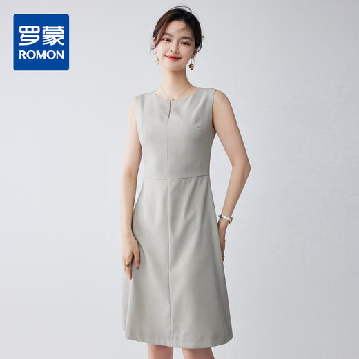 【经典百搭】罗蒙春夏款女士连衣裙知性优雅简约中长款无袖连衣裙女 商品图0