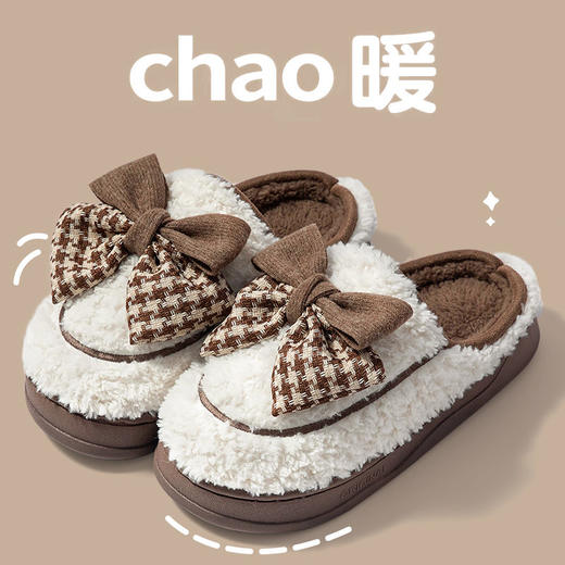网红高颜值少女风蝴蝶结棉拖鞋女款秋冬季居家宿舍拖鞋女防滑保暖 商品图4