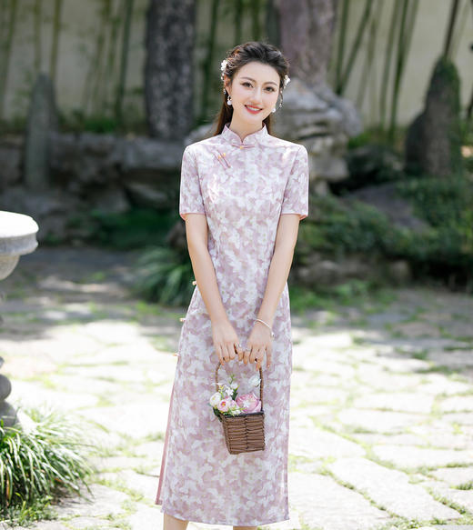 素雅复古，碎花棉麻旗袍改良新款连衣裙中长款年轻日常收腰茶服GT-0853 商品图4