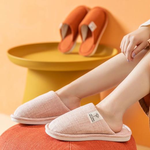 秋冬季亚麻拖鞋包头家居情侣室内地板月子男女防滑软底棉拖鞋家用 商品图1