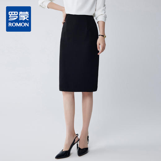 【知性优雅】罗蒙女士半截裙简约大众职场日常后摆开叉包臀裙半身裙女 商品图1
