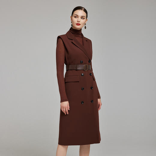NG400斯尔丽2023秋季新款西装领可打开式马甲连衣裙搭配腰带韩版气质 商品图2