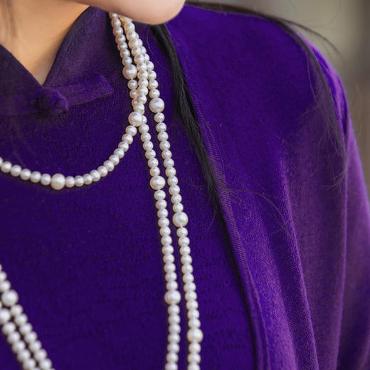 【林栖设计小店】多色毛织连衣裙红色紫色黑色盘扣新中式修身复古2023秋冬新品裙子女1934054 商品图5