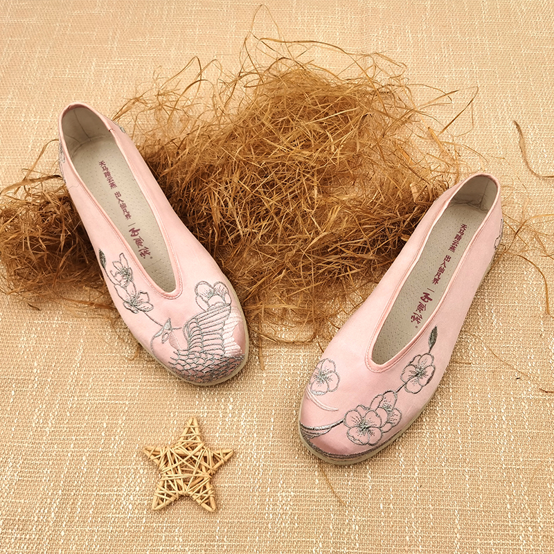 内联升女鞋手工单鞋千层底雨燕报春手工小元口布鞋（云燕）8665A