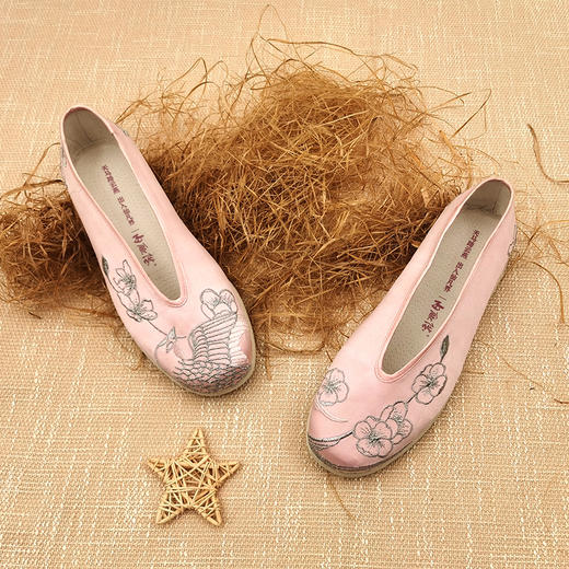 内联升女鞋手工单鞋千层底雨燕报春手工小元口布鞋（云燕）8665A 商品图0