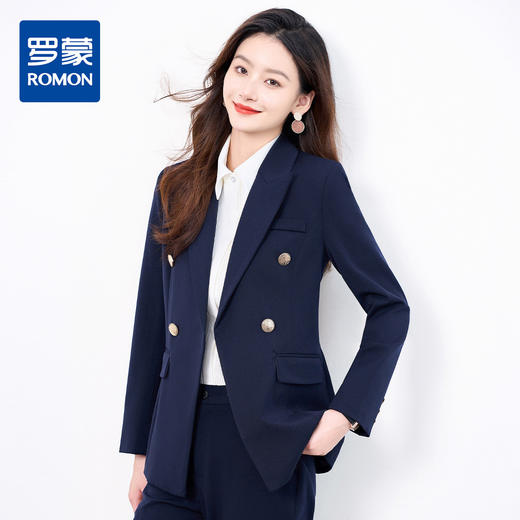 【上衣+裤子】罗蒙女式套装商务简约职场通勤简约西装两件套女 商品图1