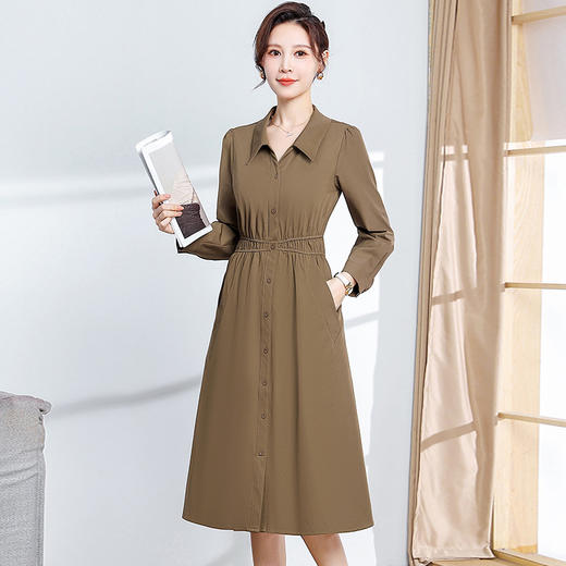 QYM ZXB318-L简约修身纯色时尚POLO领休闲连衣裙 商品图0