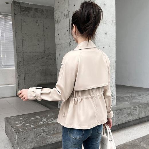 韩版短款皮衣外套女2023春秋新款西装领夹克修身水洗PU皮衣女 商品图1