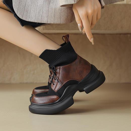 时尚机车感，拼接撞色厚底短靴TYM-20021 商品图11