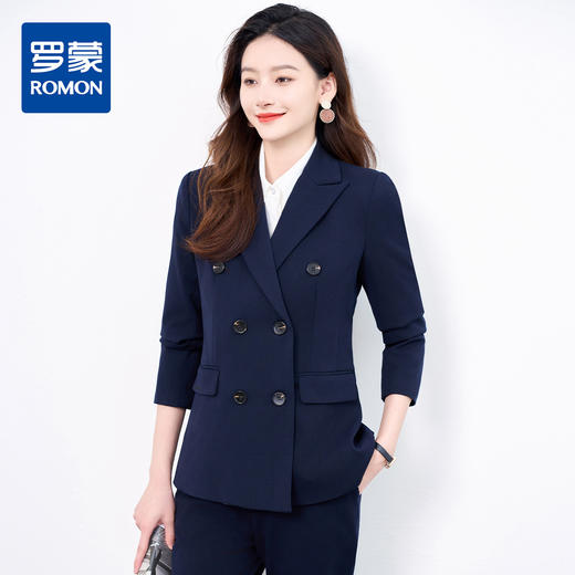 【上衣+裤子】罗蒙女式套装职场必备简约百搭商务时尚西服两件套女 商品图0