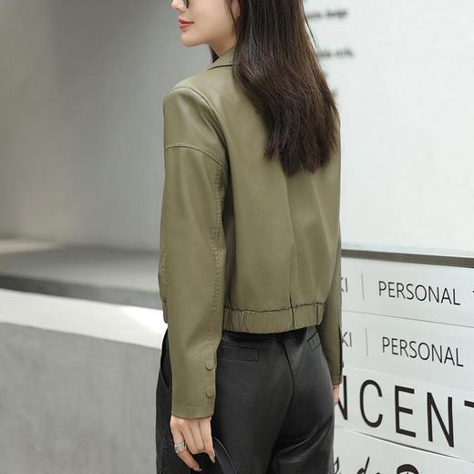 2023秋季新款韩版短款皮衣外套女翻领宽松水洗PU皮夹克衣女 商品图1