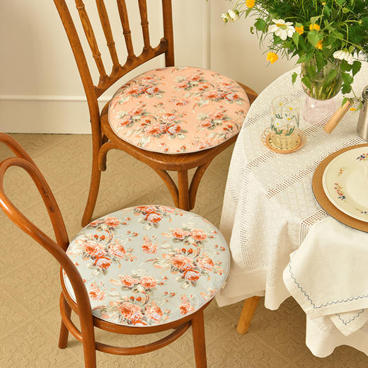 法式玫瑰椅垫家用四季通用中式实木加厚餐椅防滑圆形座垫 商品图0