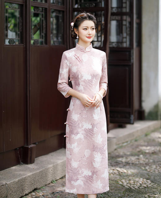 复古大码中式亚麻旗袍，五分中袖文艺棉麻民族风开叉中长款显瘦旗袍GT-0860 商品图0