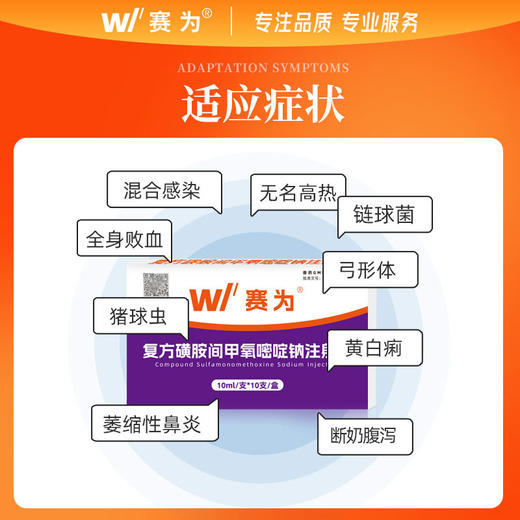 赛为复方磺胺间甲氧嘧啶钠兽用注射液猪牛羊链球菌跛腿肺炎兽药 商品图1