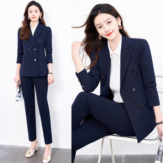 【上衣+裤子】罗蒙女式套装职场必备简约百搭商务时尚西服两件套女 商品图4