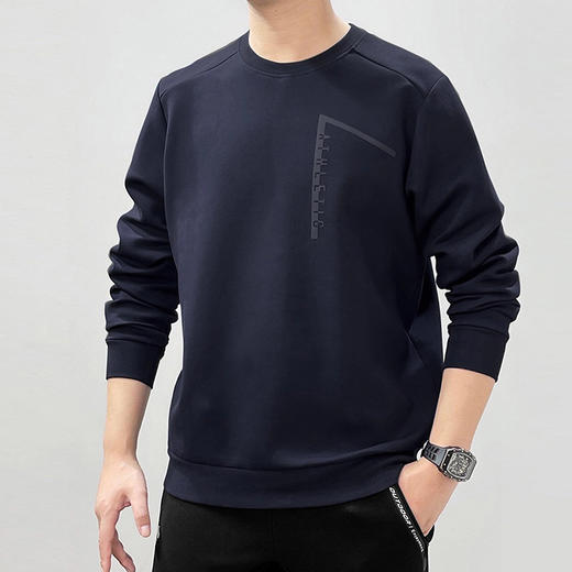 【新款DSF】大依优型大码圆领卫衣长袖弹力加肥加大胖子上衣男士T恤肥佬打底男装 商品图0