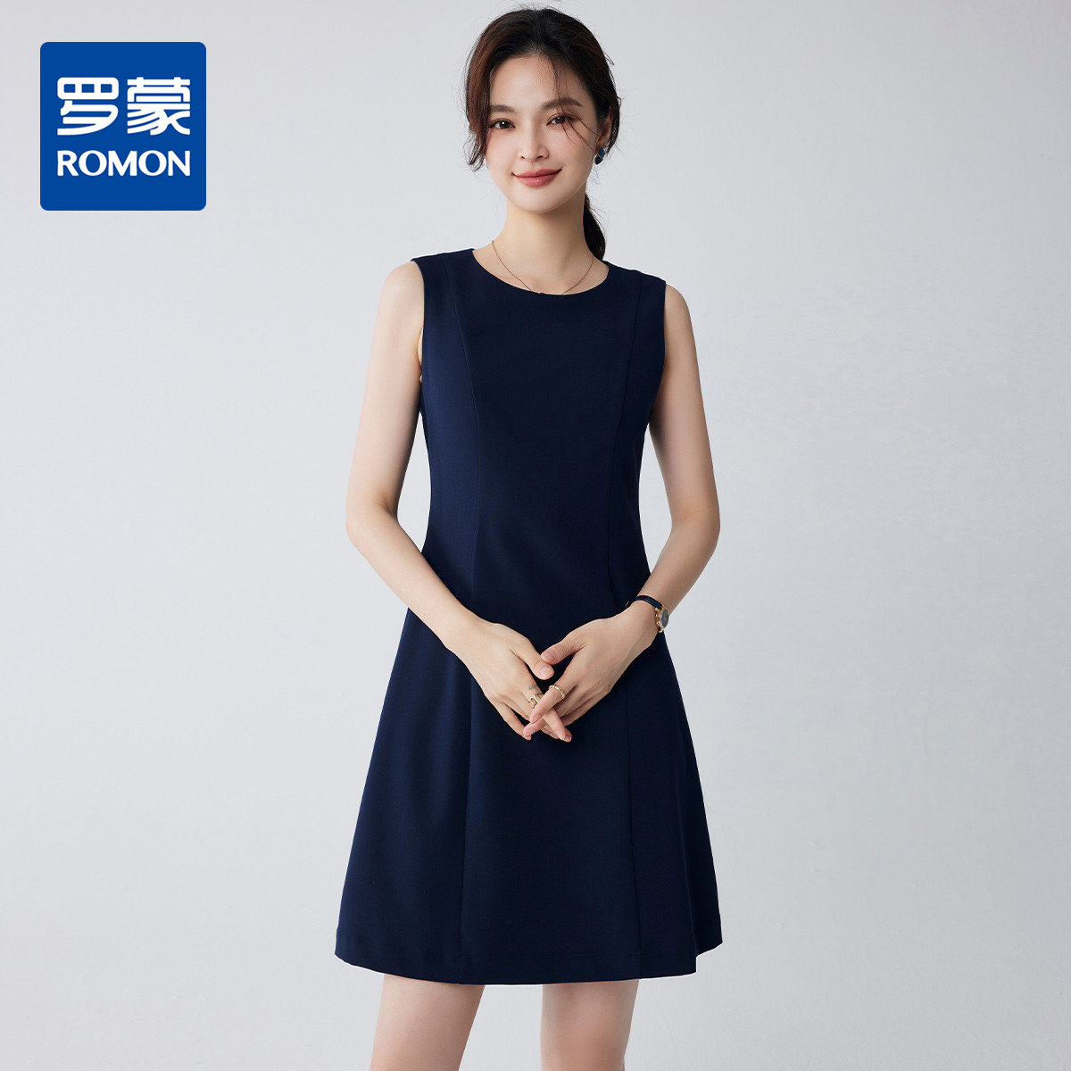 【优雅简约】罗蒙连衣裙百搭舒适商务通勤大众日常无袖连衣裙女