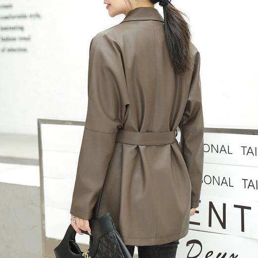 韩版长款皮衣外套女2023秋季新款西装领皮夹克休闲水洗PU皮衣女 商品图3