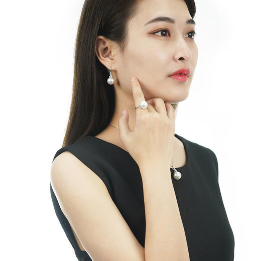 美裕 金18K海水珍珠耳钉12-12.5mm白 106440 商品图4