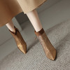 优雅个性，尖头真皮羊翻皮烫进口钻侧拉链细跟短靴DZM-292 商品缩略图1