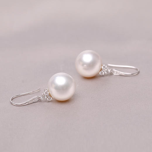 美裕 金18K海水珍珠耳钉12-12.5mm白 106440 商品图2