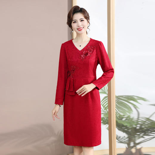 FW 洋气阔太太中老年妈妈春秋连衣裙 商品图2