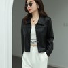 2023秋季新款皮衣外套女韩版翻领短款水洗PU皮衣修身皮夹克 商品缩略图3