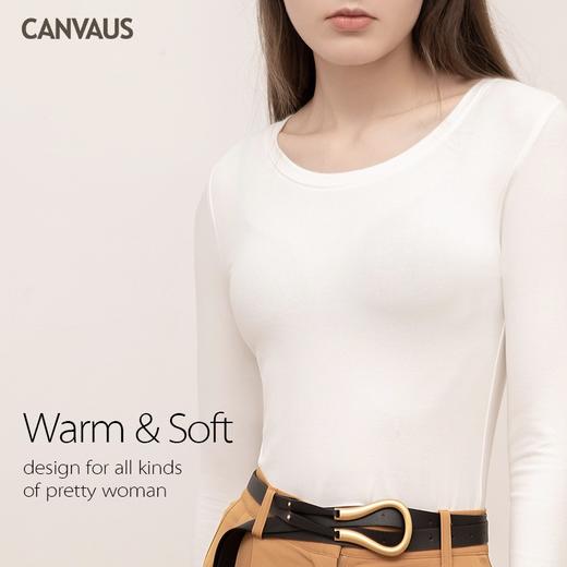 「四色可选！薄款磨毛」秋冬女装新款棉质保暖 防寒纯色圆领打底衫长袖T恤女上衣 商品图0