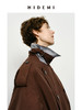 HIDEMI 乌木红棕色翻边条纹撞色设计感翻领双排扣长款风衣 商品缩略图7