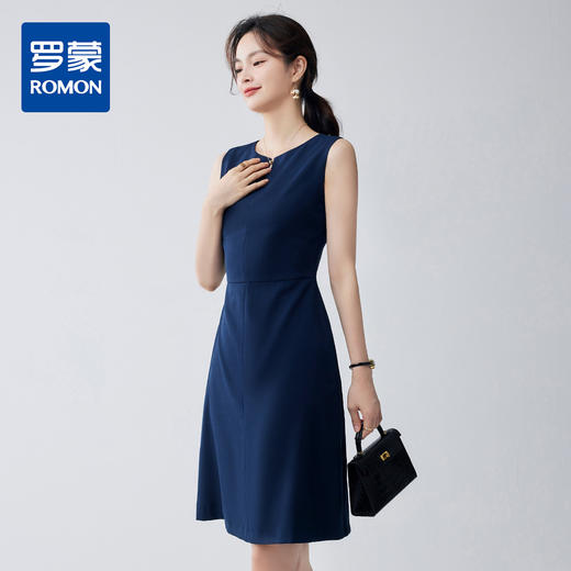 【经典百搭】罗蒙春夏款女士连衣裙知性优雅简约中长款无袖连衣裙女 商品图1