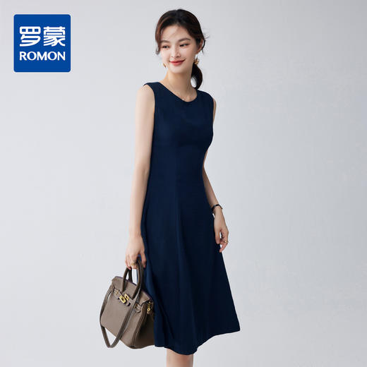 【简约优雅】罗蒙女士连衣裙百搭日常聚会职场无袖中长款连衣裙女 商品图0
