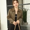 2023秋季新款短款皮衣外套女韩版翻领水洗蛋白皮修身皮夹克 商品缩略图2