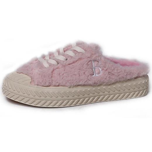 厚底毛毛包头半拖鞋女冬外穿网红系带饼干鞋加绒毛毛鞋 商品图5