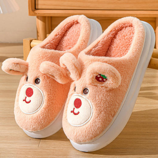 卡通可爱【舒适保暖棉拖】秋冬季家居鞋  保暖厚底毛毛拖鞋  卡通熊熊 商品图7