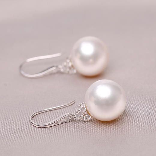 美裕 金18K海水珍珠耳钉12-12.5mm白 106440 商品图1