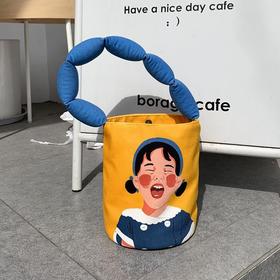 可爱表情系列手提水桶包女原创水桶包