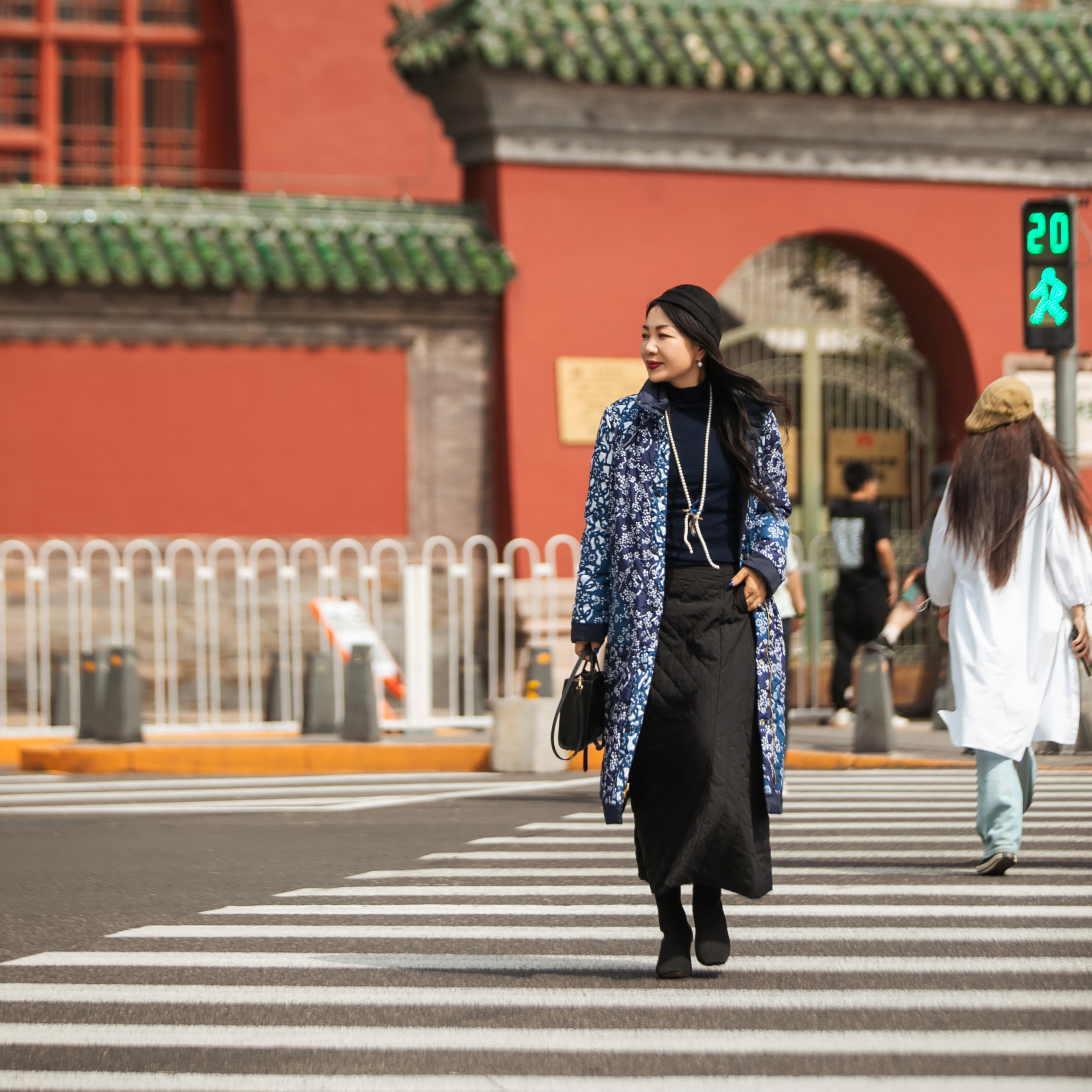 【林栖设计小店】【袄】（适合气温-10°至8°）90白鸭绒羽绒服双穿蓝印花纹立领2023秋冬新品外套1933312