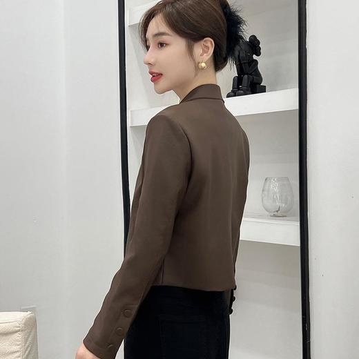 韩版短款款皮衣外套女2023秋季新款西装领修身蛋白皮夹克外套 商品图4