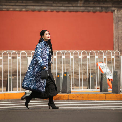 【林栖设计小店】【袄】（适合气温-10°至8°）90白鸭绒羽绒服双穿蓝印花纹立领2023秋冬新品外套1933312 商品图1