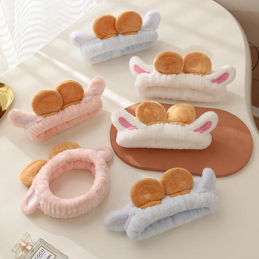 【束发不留痕❗️洗脸发带】稳住发丝不滑落，新款动物小羊耳朵束发带洗脸头带女生卸妆发套法兰绒月子头巾防滑 商品图1