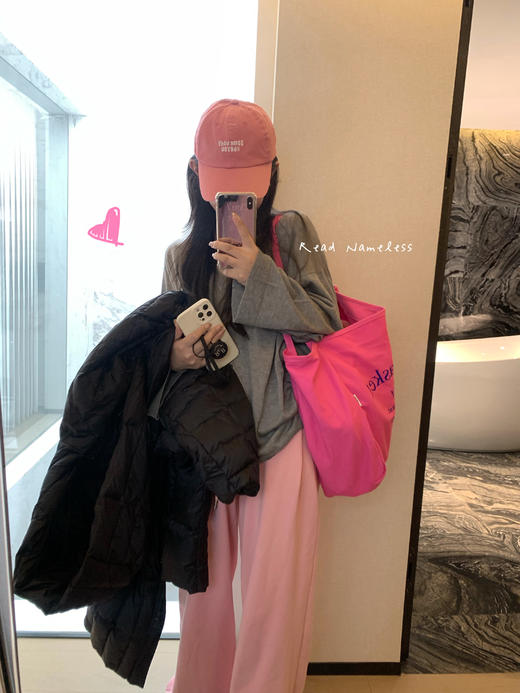 Read Nameless /天丝羊毛灰色慵懒衫+小粉裤+粉色鸭舌帽 商品图6